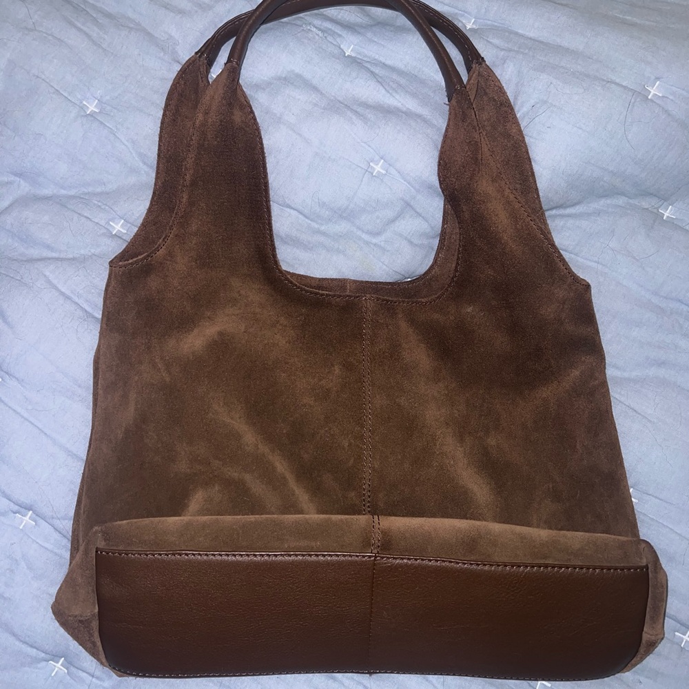 Brown Suede Tote Bag